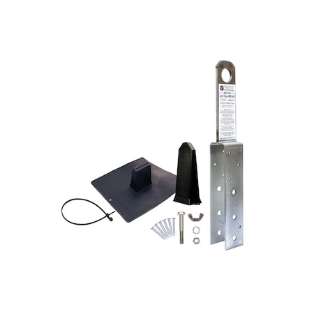 Super Anchor Safety ARS 2x8 Fall Arrest Anchor Kit 14ga. SST+PVC Flashing+Stem Cover Black+Tether Strap+Fastener Pack. 2801
